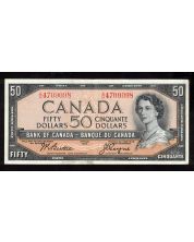 1954 Canada $50 devils face banknote Beattie Coyne A/H 4709098 a/EF