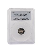 1990 Canada $30 Polar Bear Platinum Proof Coin PCGS PR69DCAM