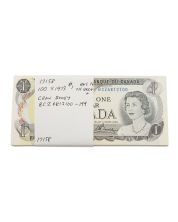 100 x Canada 1973 $1 consecutive notes Crow Bouey BCZ6812100-99 UNC/CH UNC+