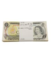 100 x Canada 1973 $1 dollar banknotes many consecutive runs Choice AU to UNC+