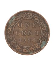 1894 Canada Large Cent Large-4 VG Victorian One Cent Coin