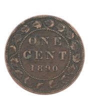 1890 H Canada Large Cent VF Coin Heaton Mint