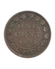 1891 Canada One Cent SDLL Obverse 3 VG+ Large Cent Coin