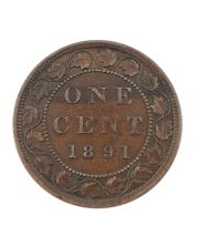 1891 Canada Large Cent SDLL Obverse 3 EF+ Victoria One Cent Coin