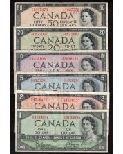1954 Canada devils face 6-note set $1 to $50 Beattie Coyne all nice FINE