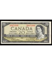 1954 Canada $20 banknote Beattie Rasminsky G/W 0971990 CH EF+