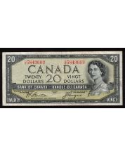 1954 Canada $20 devils face banknote Beattie Coyne D/E 5843663 VF