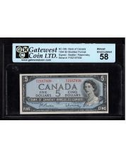 1954 Canada $5 banknote Beattie Rasminsky P/S 2167938 GATEWEST AU58