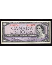 1954 Canada $10 banknote Beattie Rasminsky T/V 0215570 Choice AU/UNC