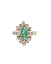 1.16ct Emerald 0.94cts Diamonds 14k yg ring 7.4 grams Size-9.5