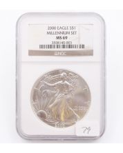 2000 Millennium Set MS69 American Silver Eagle NGC Brown Label