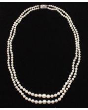 AKOYA Pearls x 199 cream/rose double strand 19 and 17 inch w/appraisal $3500.00