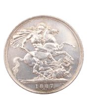 1887 Great Britain silver Crown Choice AU/UNC