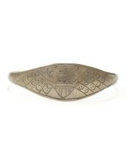 Carved silver bracelet clasped early 1800s coin silver Phoenix Shield