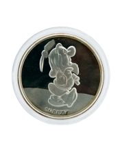 1987 Disney Snow White 50th Anniversary Sneezy 5 oz .999 Silver Round