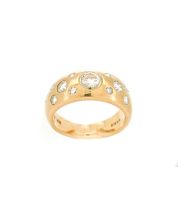 Birks 14K Yellow Gold Diamond Band Ring 0.95 CTW Size 6.5