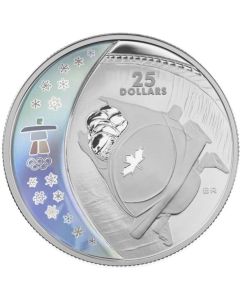 2008 $25 Sterling Silver Hologram Coin - Bobsleigh