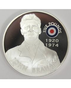 2008 St Helena & Ascension £5 coin .925 RAF JOHN BRAHAM 