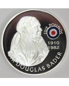 2008 St Helena Ascension £5 coin .925 RAF SIR DOUGLAS BADER 