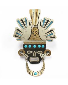 Mexico Piedra Negra sterling turquoise brooch 