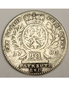 1780 ED German States Brandenburg Bayreuth 10 Kreuzer Alexander KM268 VG