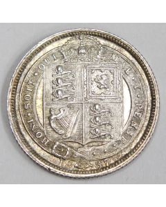 1887 Great Britain 6p sixpence silver coin a/UNC