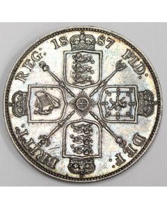 1887 Great Britain Double Florin silver coin with Arabic I 