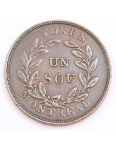 c1837 Lower Canada Un Sou token Agriculture & Commerce LC-27A1 a/EF 