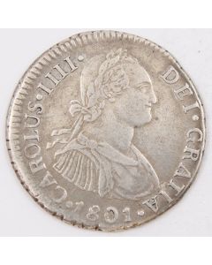 1801 Peru 2 Reales silver coin LIMA IJ KM#95 nice EF+