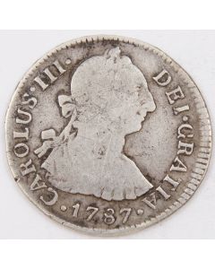 1787 Peru 2 Reales silver coin Lima MI KM#76a circulated