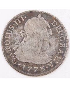 1773 Peru 2 Reales silver coin LIMA KM#76 circulated