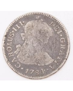 1784 Peru 2 Reales silver coin Lima MI KM#76 circulated