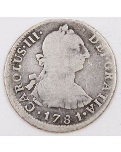 1781 Peru 2 Reales silver coin Lima MI KM#76 circulated