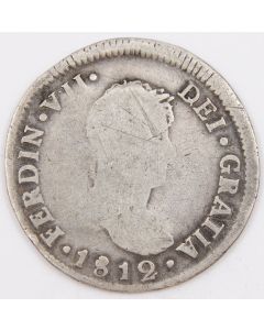 1812 Chile 2 Reales silver coin FJ Santiago KM#79 circulated