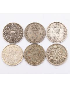 Great Britain Three Pence 3d 1905 1912 1913 1919 1926 1928 