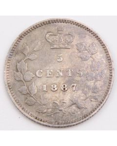 1887 Canada 5 cents obverse-5 7/7  VF+