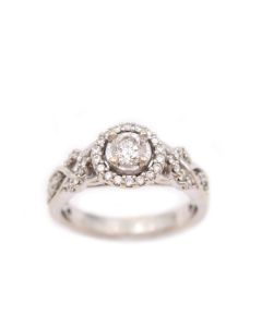 10K White Gold Diamond Ring 0.71ctw Round Brilliant SI1 H-J I-2 K Vintage Appraised $2,100