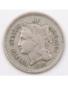 1865 Three Cents nickel VF+