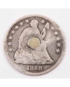 1858 Half Dime Seated Liberty uni-face 