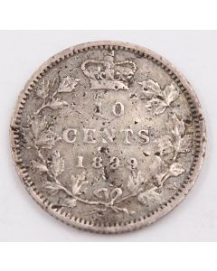 1899 large 9s Canada 10 cents VF/EF damaged