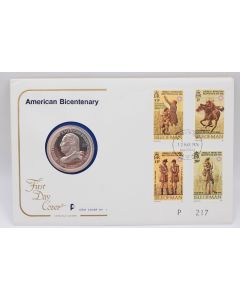 1976 Isle of Man Silver Crown USA Bicentenary Washington 1st day cover Proof
