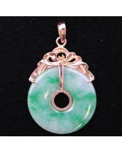 Burmese Jade Pi disc pendant 14k gold