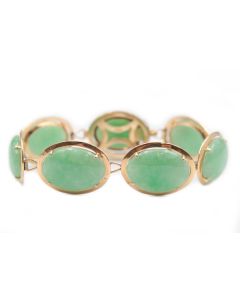 Vintage Burmese Jade 14k gold lavaliere style 20 inch necklace Circa 1950s