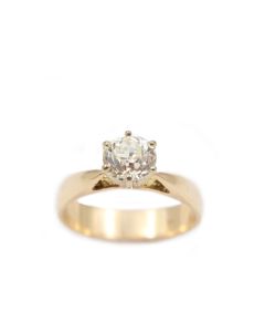 1.08ct Diamond European cut SI-2 L 14K yg Ring