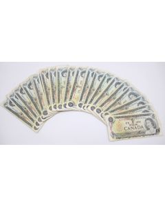 50x Canada 1973 $1 dollar banknotes 50-notes all circulated some damaged