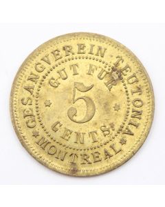 Breton 589 5 cents token Gesangverein Teutonia Montreal Choice AU/UNC