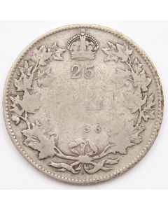 1936 Dot Canada 25 cents G+