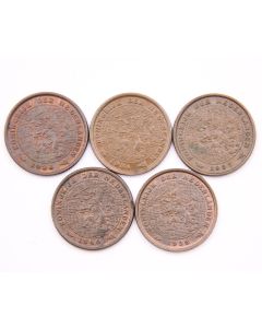 5x Netherlands 1/2 cents 1934 1936 1937 1938 1940 5-coins all nice AU to UNC