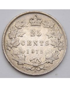 1872H Canada 25 cents Large 2  F/VF