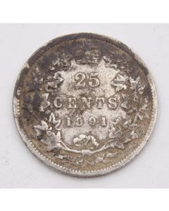 1891 Canada 25 cents key date coin poor condition environmental damage